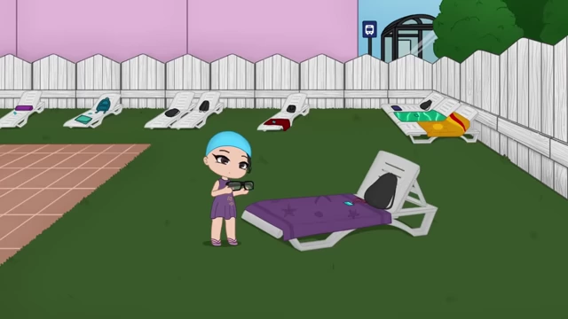 The speaker, wearing a swim cap, places her glasses on a poolside bench before a lesson.
