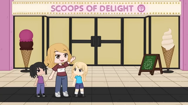 The "Scoops of Delight" ice cream shop, indicating a wide variety of flavors.