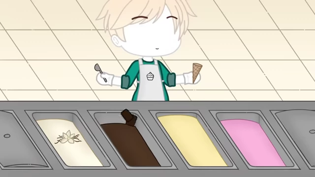 A counter displaying only four basic ice cream flavors: vanilla, chocolate, lemon, and strawberry.