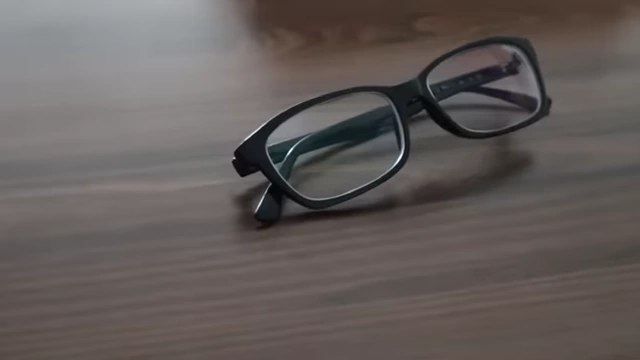 A simple black pair of glasses, the frame the speaker ultimately chose and wore for five years.