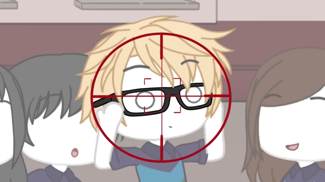 A target scope centered on glasses, representing them as Claudia's next target.