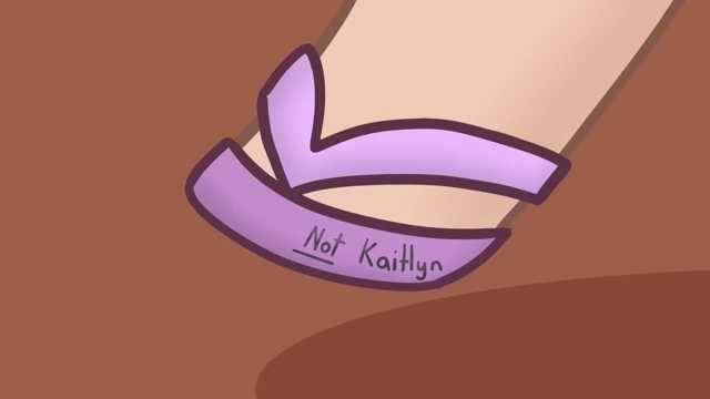 A flip-flop with "Not Kaitlyn" written on it, highlighting the speaker's mistake of picking up the wrong item due to poor vision.