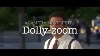 A graphic showing "Dolly-zoom" text over a scene, representing the camera movement technique.