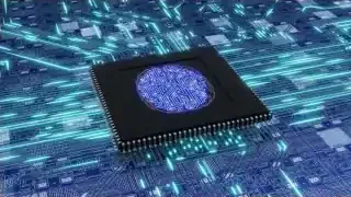 Illustration of a Solid State Drive (SSD) circuit board with a brain diagram overlay