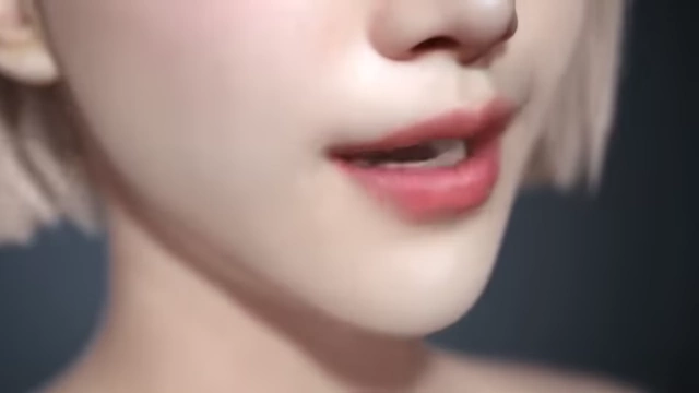 A close-up of a hyperrealistic virtual avatar's mouth, showing detailed facial movements