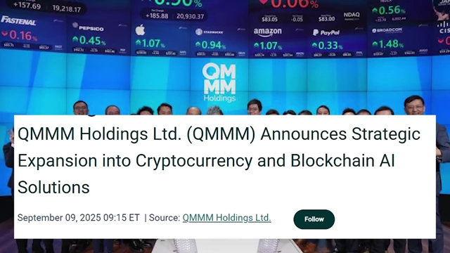 QMMM Holdings press release announcing strategic expansion into cryptocurrency and blockchain AI solutions