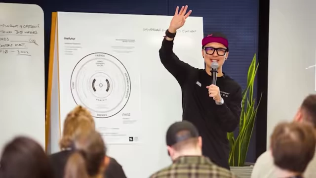 Chris Do explaining the "Vulnerable Leadership Canvas"