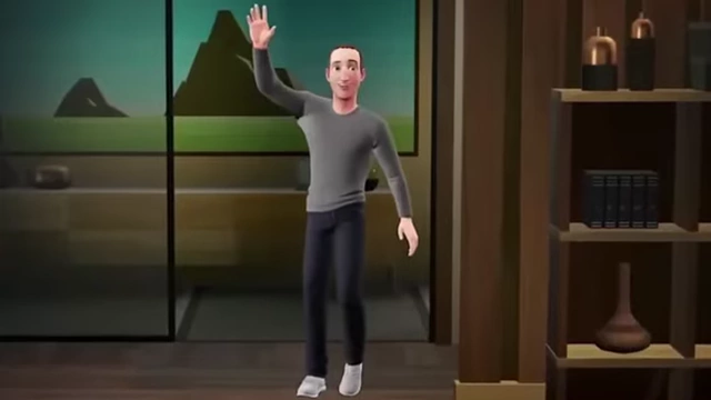 Mark Zuckerberg's avatar, representing the presented vision of the metaverse with full legs.
