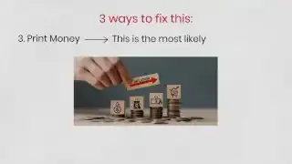 A hand placing an arrow labeled "INFLATION" on a stack of coins next to charts, symbolizing the consequences of printing money.