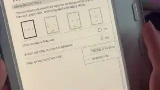 Kobo Libra Color settings showing options for page turn controls, including "swiping only"
