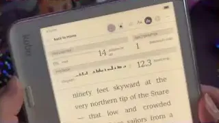 Kobo Libra Color screen displaying in-book reading statistics like time left in chapter and total hours remaining