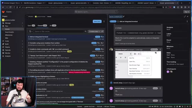 Builder GitLab issues, showing some discussion on a closed issue