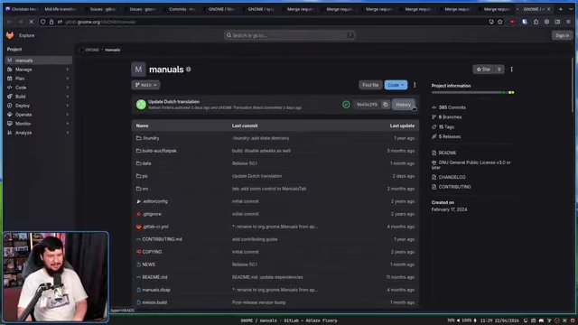 Manuals GitLab commit history, showing mainly translation commits