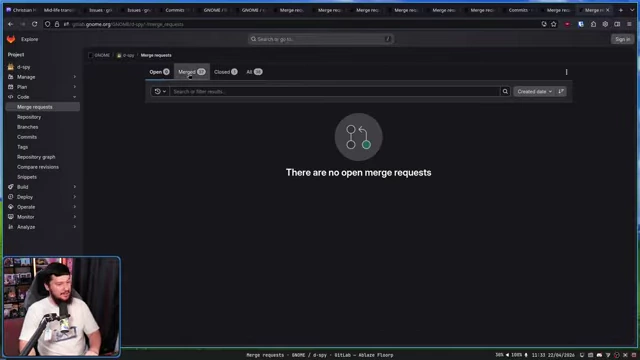 D-Spy merge requests, showing only two merged requests