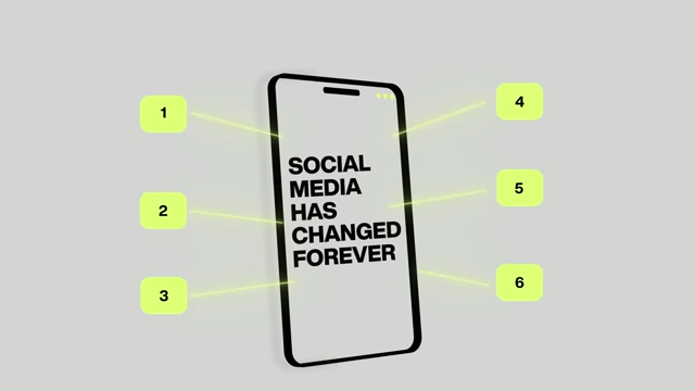 A smartphone illustration displaying "Social Media Has Changed Forever" with six numbered points highlighting the shifts discussed.