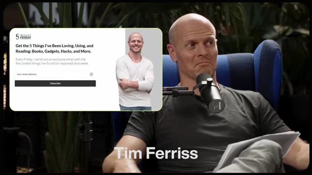 Tim Ferriss with his "Five Bullet Friday" newsletter signup, another example of the curator approach.