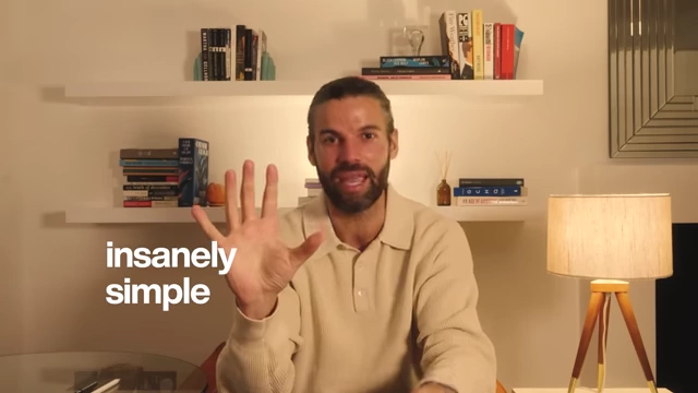 The text "insanely simple" overlaid on the speaker's hand, representing a core brand principle of simplicity.