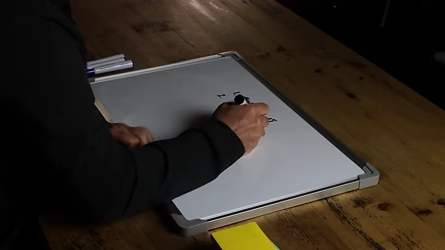 The speaker writing "what problem matters to you?" on a whiteboard.