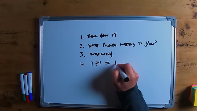 The speaker writing "1 + 1 = 11" on a whiteboard to symbolize the power of collaboration.
