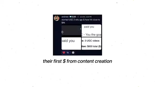 A screenshot showing a student's initial earnings from content creation.