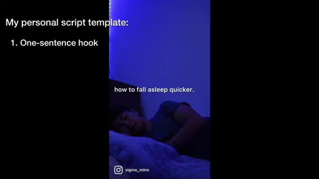 A video clip showing a clear, one-sentence hook for a video about falling asleep quicker.