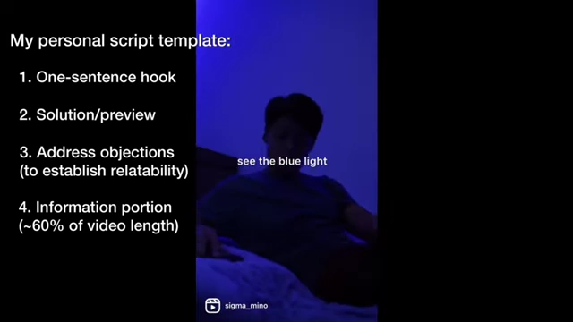 A video clip illustrating the information portion of a script, showing blue light affecting sleep.