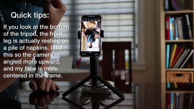 Quick tips for B-roll filming, showing the camera angled upward.