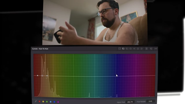Hue vs Hue curve adjustments to shift yellows towards orange and blues towards teal