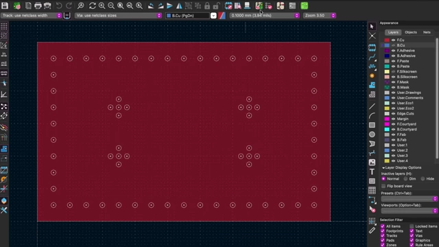 KiCad template showing the standardized VIA Grid layout for design