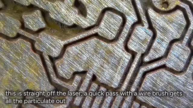 Macro view of finely etched copper traces after a quick clean