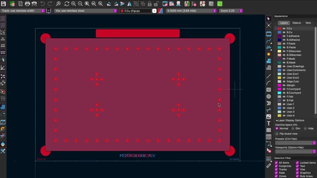 The KiCad design file for the VIA Grid PCB blank