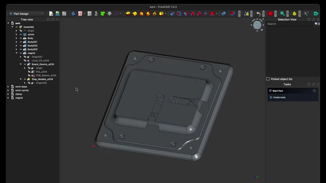 A 3D CAD model of the alignment jig for the laser etching process