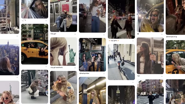 A Pinterest board showcasing the "New York cool girl" aesthetic the speaker initially tried to emulate.