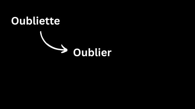 A simple diagram illustrating the etymology of "Oubliette" from the French word "Oublier" (to forget).