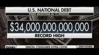 Graph showing US national debt at a record high of $34 trillion