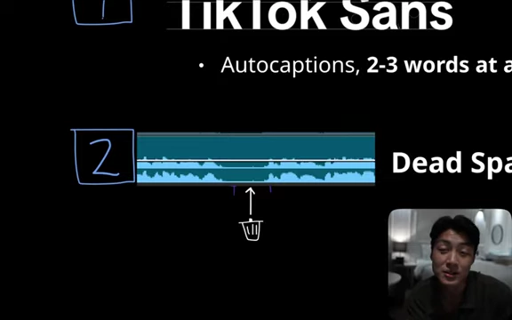 Visual representation of an audio waveform with a segment of "Dead Space" marked for deletion with a trash can icon