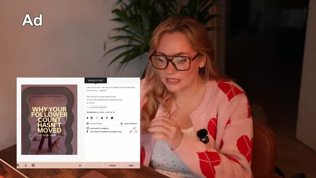 A content scheduling interface showcasing a post and options for writing captions and scheduling, serving as a creative hub for intuitive creators.