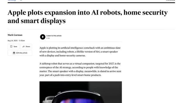 Apple's expansion into AI robots and smart home displays