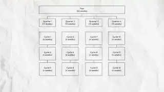 Hierarchical structure of the cyclic year, quarters, cycles, and reset weeks