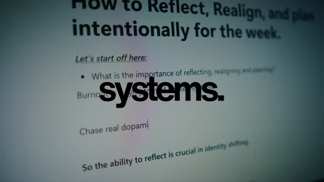 Planning document showing "systems" as a key element