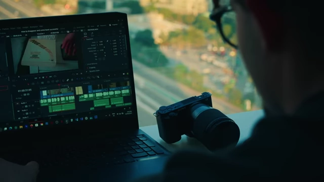 Video editing software open with a camera nearby, illustrating friction reduction