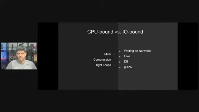 List differentiating CPU-bound and IO-bound tasks.