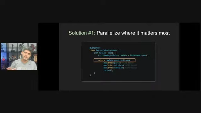 Code snippet showing the optimized parallel stream application at the highest data level.