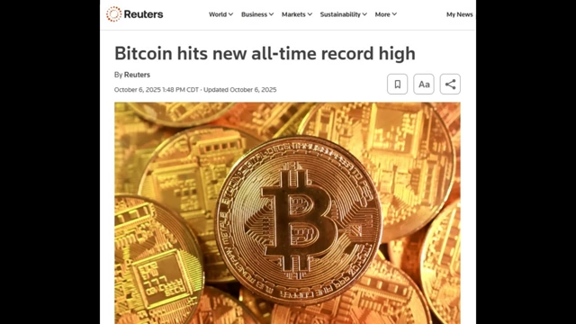 News headline: "Bitcoin hits new all-time record high"