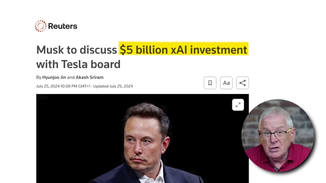 Reuters headline: "Musk to discuss $5 billion xAI investment with Tesla board"