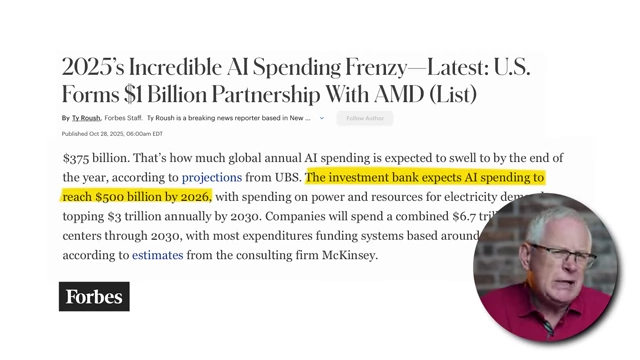 Forbes article snippet: "investment bank expects AI spending to reach $500 billion by 2026"