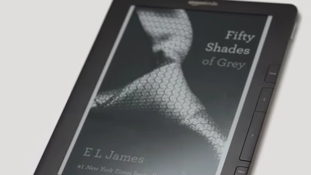 Cover of Fifty Shades of Grey displayed on an e-reader