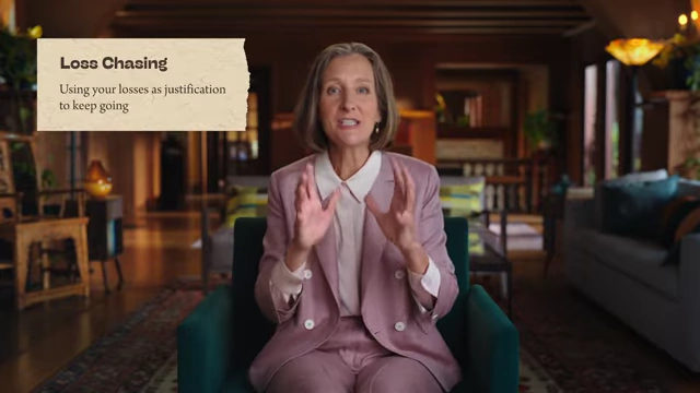 On-screen text defining "Loss Chasing" as using losses as justification to keep going