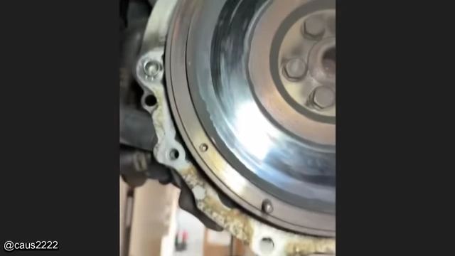The flywheel with its starter ring gear completely detached.