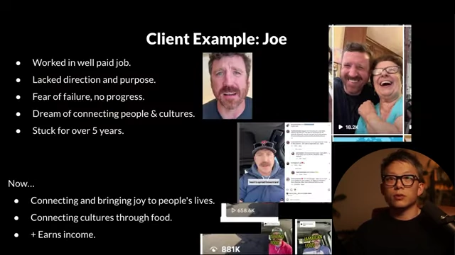 Client example Joe's social media growth indicating successful goal achievement